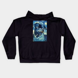 Pugs Van Gogh ✪ Starry Night Abstract Painting Art Style for PUG Lovers and owners Kids Hoodie